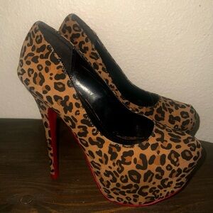 Alba Leopard Print Platform Heels Red Sole Size 9 Statement Pumps